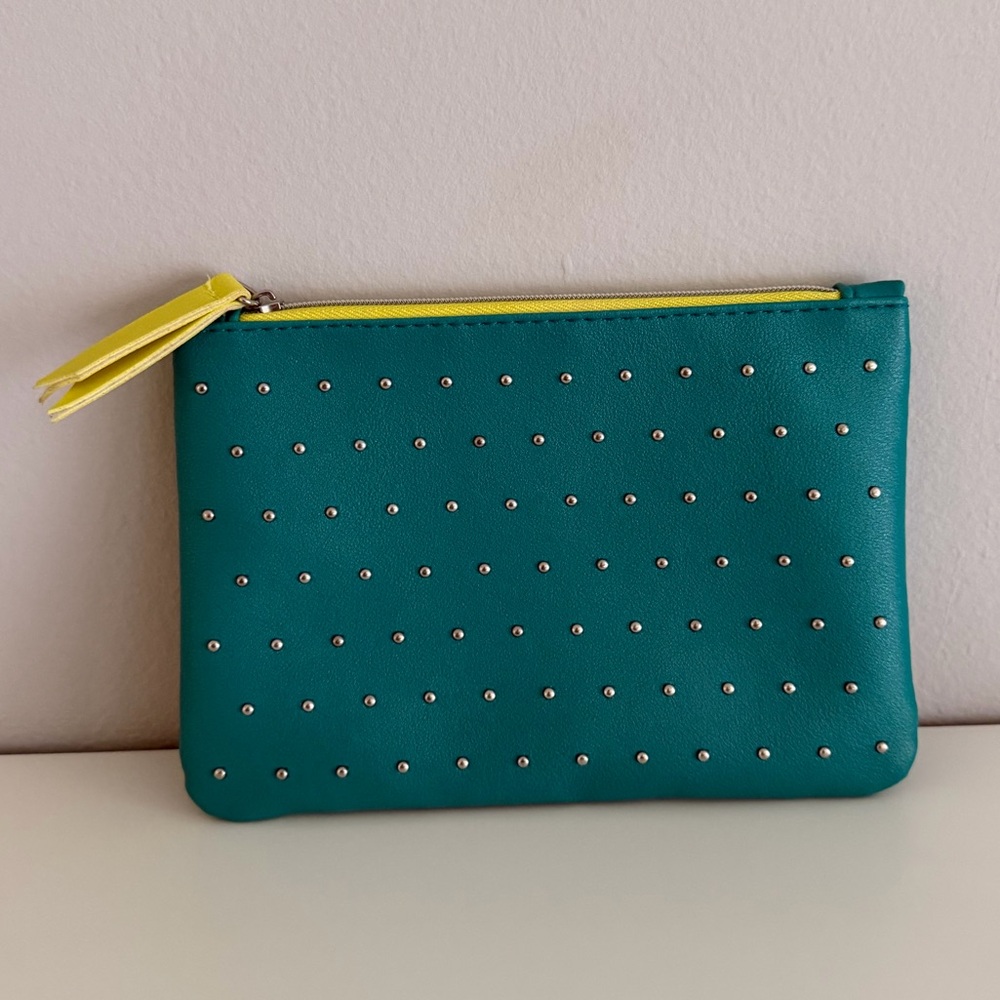 Ipsy Teal Cosmetic Pouch with Yellow Zipper